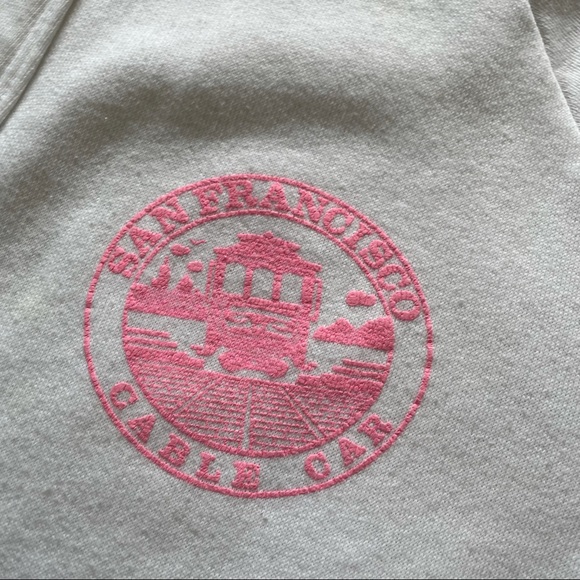 Vintage San Francisco Cable Car Sweatshirt Material Cardigan Bubble Gum Pink - Picture 5 of 8